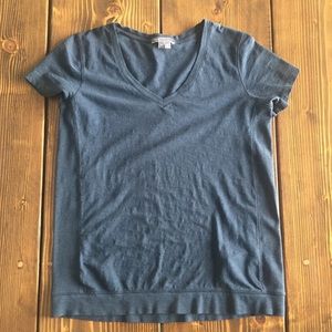 Vince V Neck Short Sleeve Tee banded hem Navy  Sm